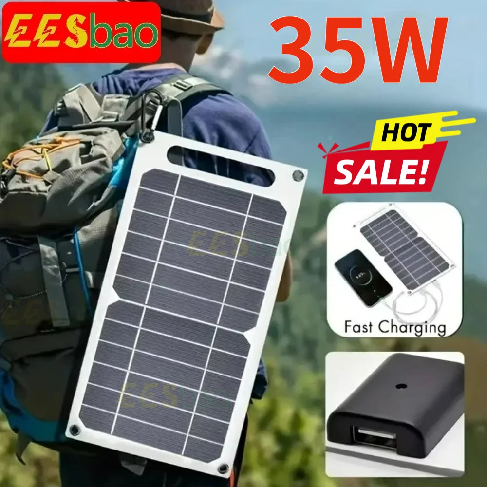 35W 5V USB Sunpower Portable Solar Panel Solar Plate Safe Stabilize Charger ForPower Bank Phone Outdoor Camping Home RV Gift