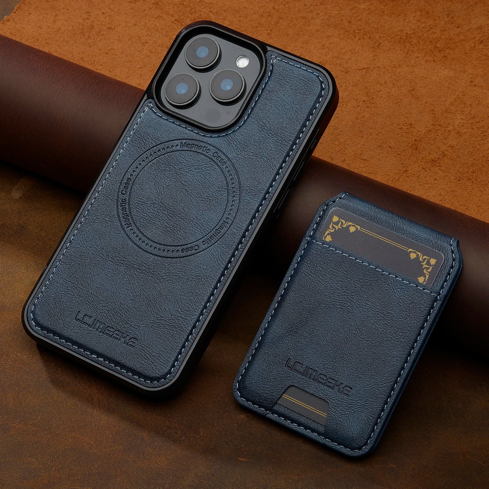 Detachable magnetic leather phone case