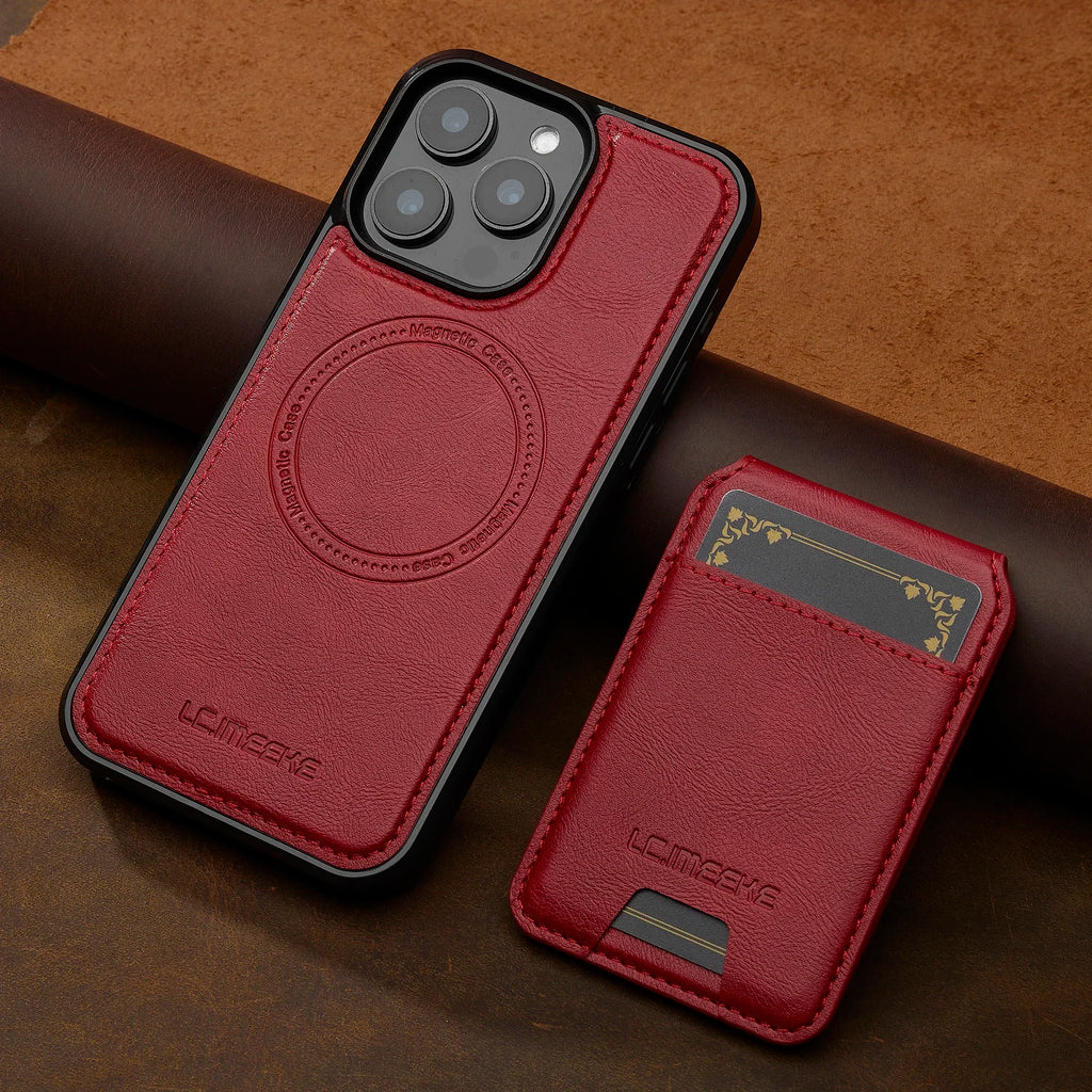 Detachable magnetic leather phone case