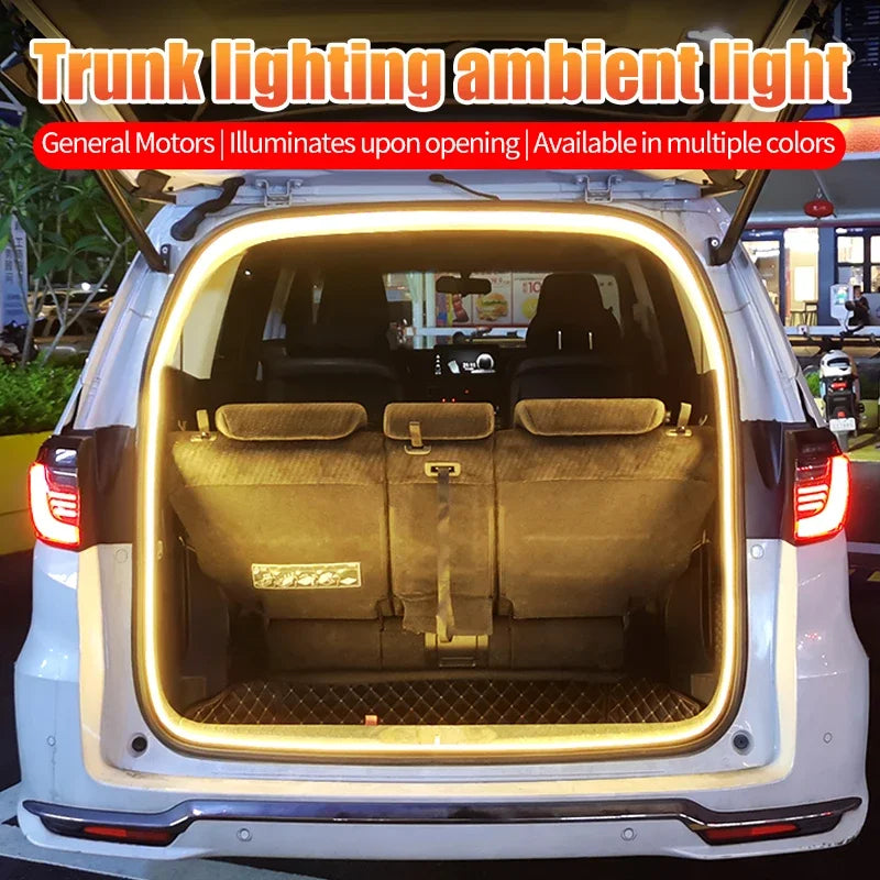Dynamic flowing light strip for the car trunk