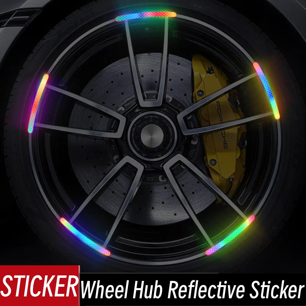 Reflective strip for car wheel hub