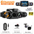 4-camera car video recorder, front, rear, and interior black box, night vision, loop recording, 360 car camera