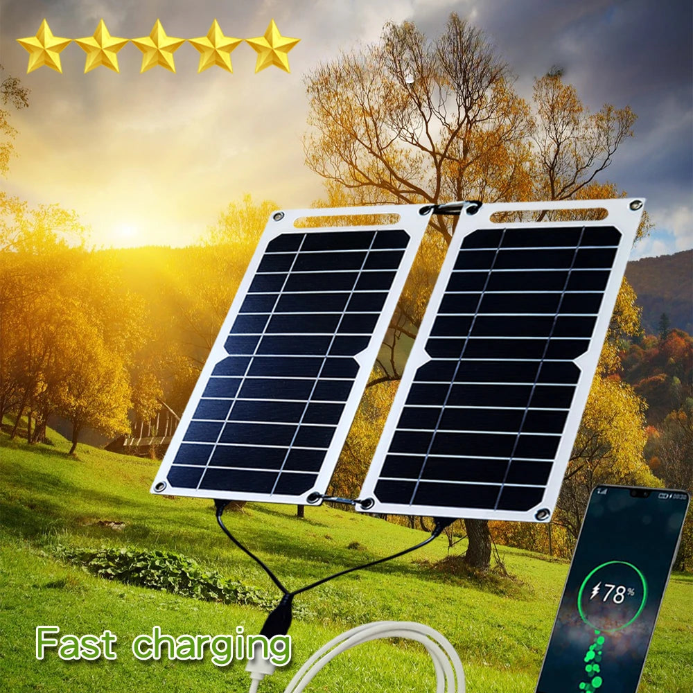 35W 5V USB Sunpower Portable Solar Panel Solar Plate Safe Stabilize Charger ForPower Bank Phone Outdoor Camping Home RV Gift