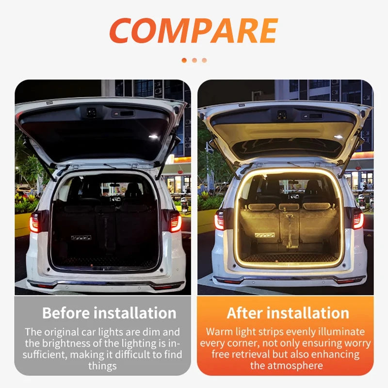 Dynamic flowing light strip for the car trunk