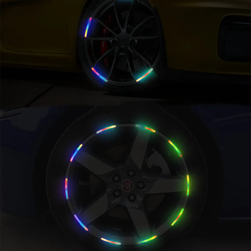 Reflective strip for car wheel hub