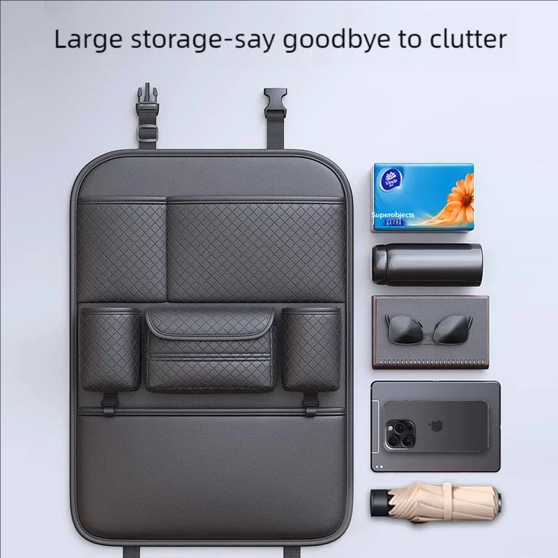 Multifunctional organizer for the back of the car seat