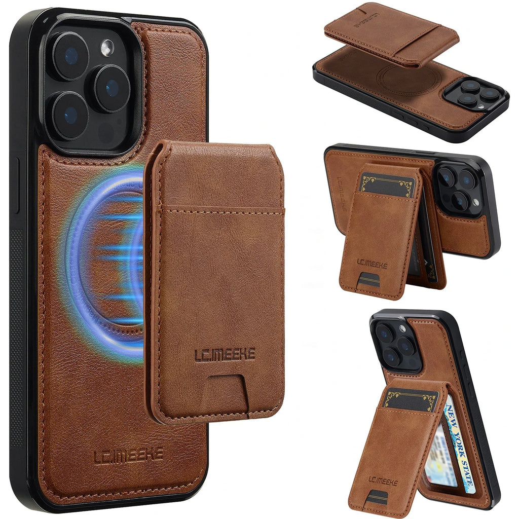 Detachable magnetic leather phone case