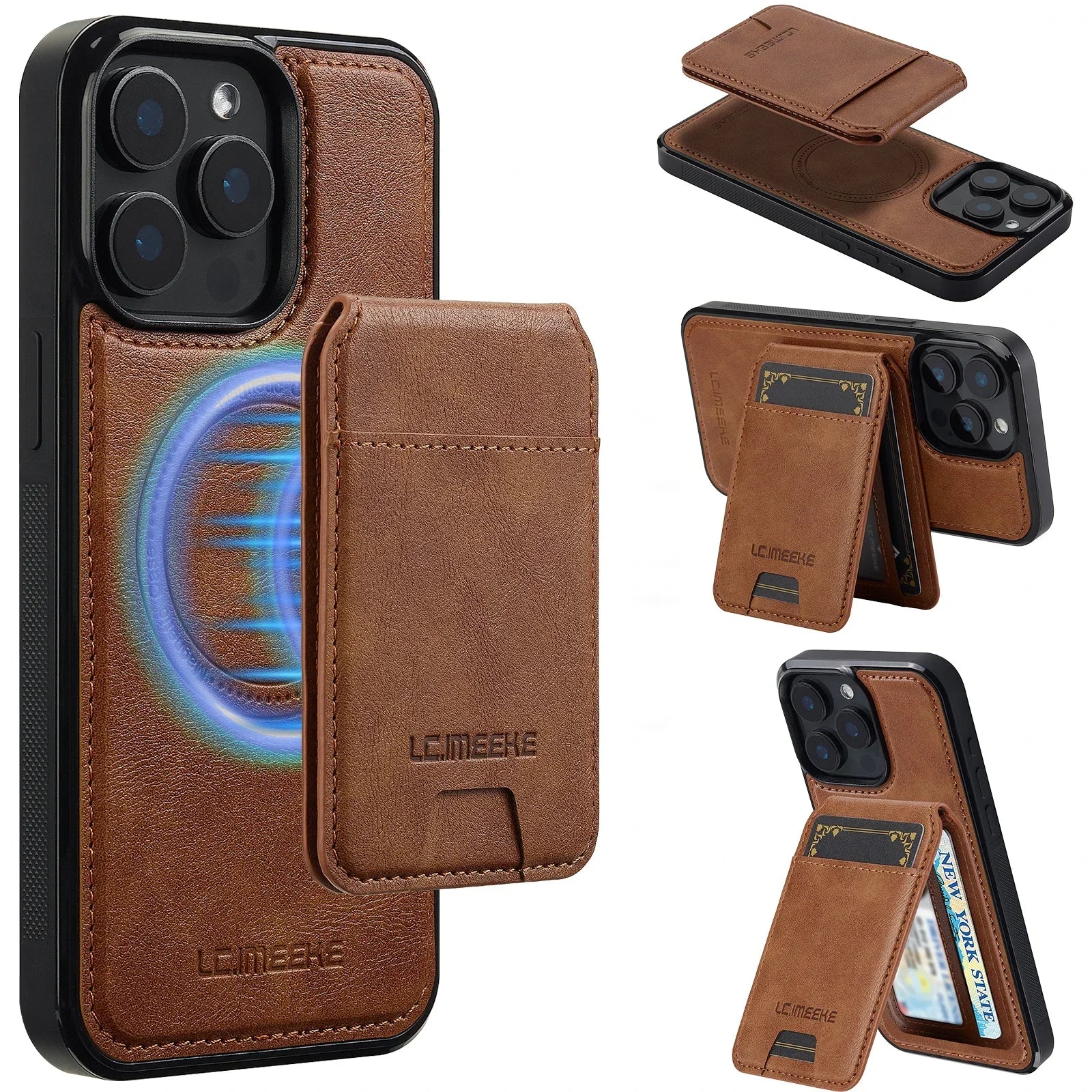 Detachable magnetic leather phone case