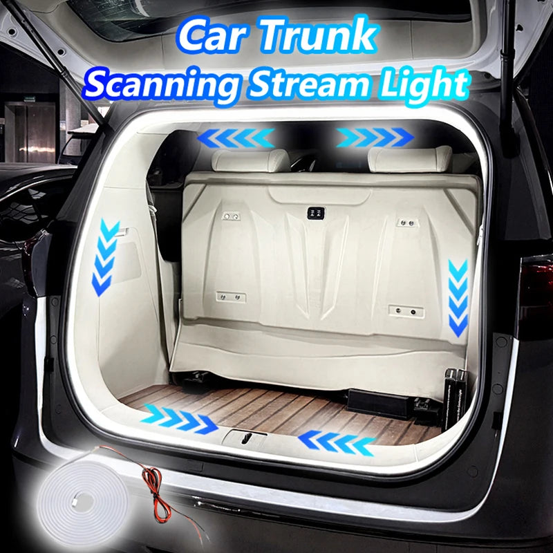 Dynamic flowing light strip for the car trunk