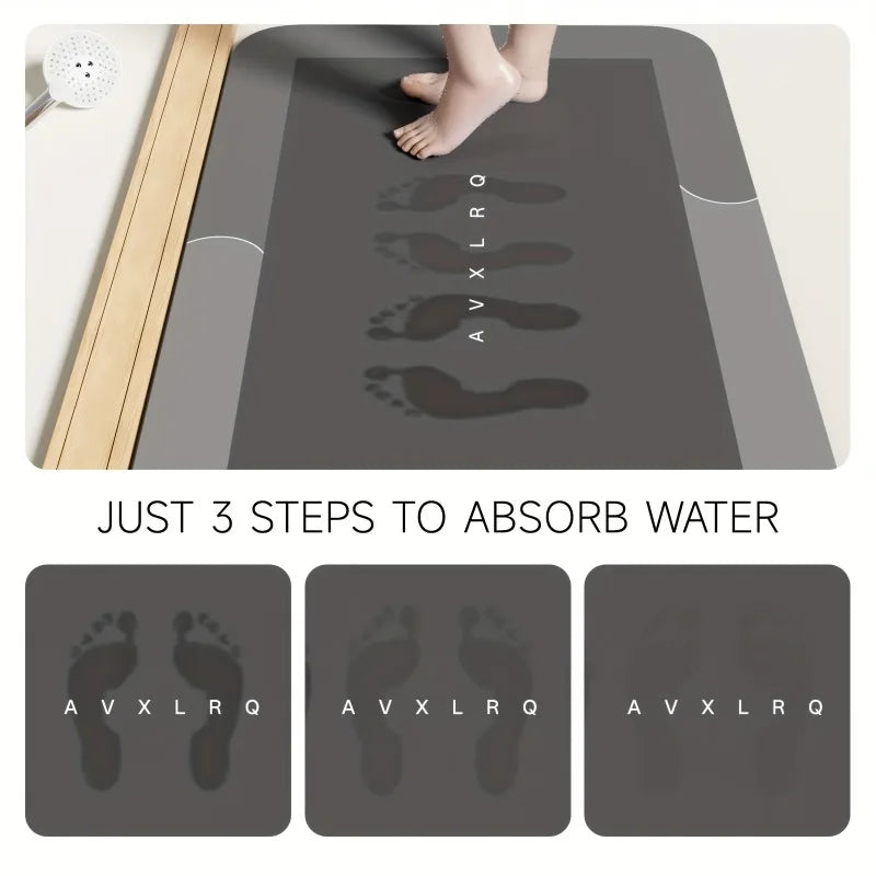 Super absorbent diatomaceous earth bath mat