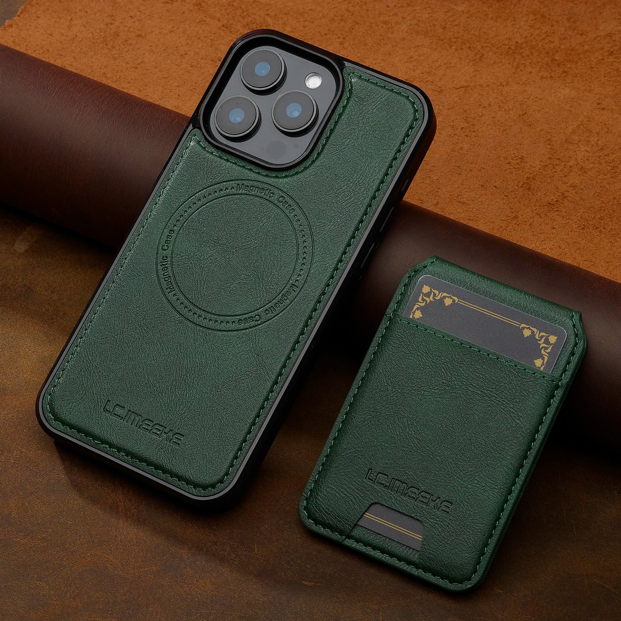 Detachable magnetic leather phone case