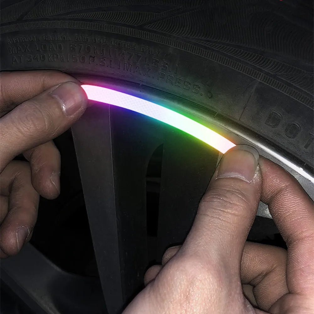 Reflective strip for car wheel hub